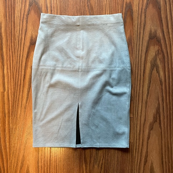 Blue Dex Suede Pencil Skirt - Picture 3 of 4